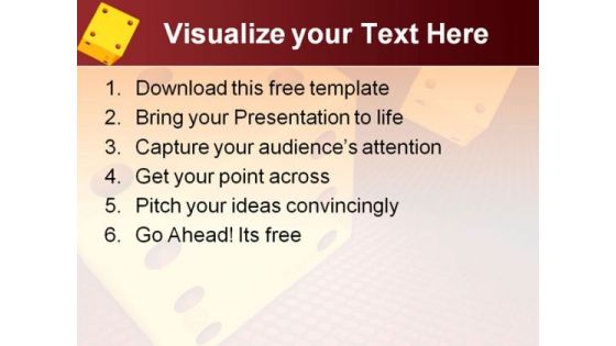 Yellow Gamble Dice PowerPoint Template