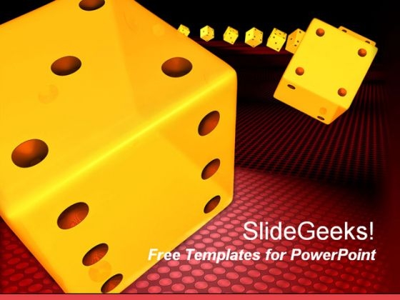 Yellow Gamble Dice PowerPoint Template