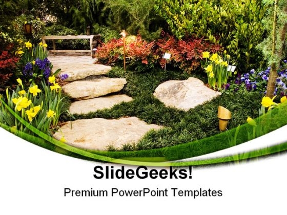 Garden Path Nature PowerPoint Themes And PowerPoint Slides 0511