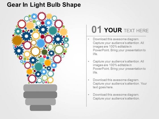 Gear In Light Bulb Shape PowerPoint Template