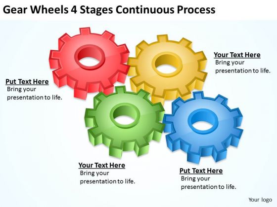 Gear Wheels 4 Stages Continuous Process Ppt Bussiness Plan PowerPoint Templates
