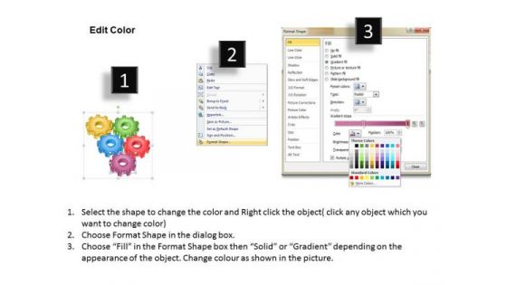 Gear Wheels 5 Stages For Continuous Process Ppt Business Plan Formats PowerPoint Templates