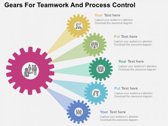 Gears For Teamwork And Process Control PowerPoint Template