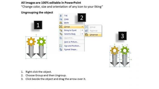 Gears Interconnected Process Arrow 2 Steps Help Writing Business Plan PowerPoint Slides
