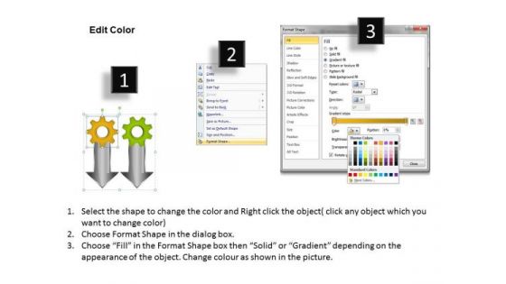 Gears Interconnected Process Arrow 2 Steps Help Writing Business Plan PowerPoint Slides