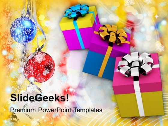 Gift Boxes On Christmas Background Festival PowerPoint Templates Ppt Backgrounds For Slides 1112