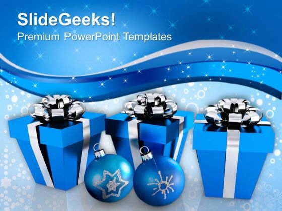 Gift Boxes With Christmas Decorations Festival PowerPoint Templates Ppt Backgrounds For Slides 1112