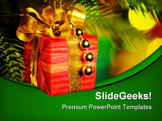 Gift Christmas PowerPoint Background And Template 1210