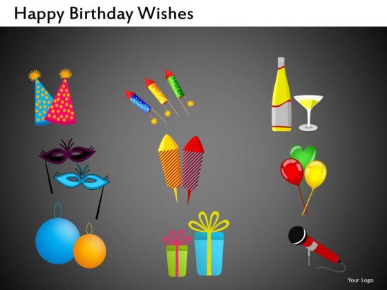 Gifts Fireworks Champagne PowerPoint Clipart Graphics Slides