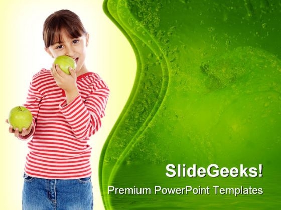 Girl Eating An Apple Food PowerPoint Templates And PowerPoint Backgrounds 0211