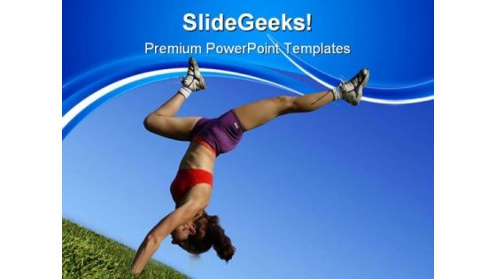 Girl Exercising Health PowerPoint Themes And PowerPoint Slides 0511