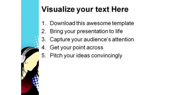 Girl Listening Music Entertainment PowerPoint Themes And PowerPoint Slides 0811