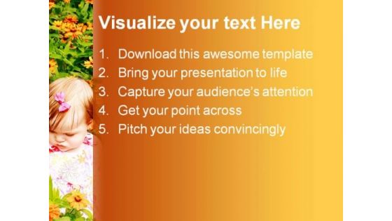 Girl Sitting In Flowers Baby PowerPoint Themes And PowerPoint Slides 0511