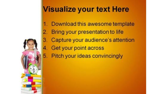 Girl With Books Education PowerPoint Template 0910