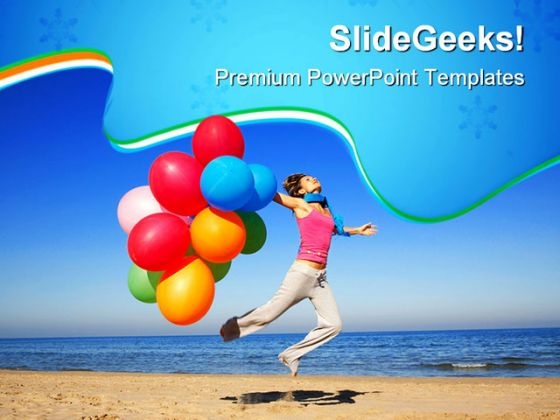 Girl With Colorful Balloons Holidays PowerPoint Themes And PowerPoint Slides 0611