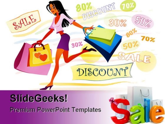 Girl With Shopping Bags Sales PowerPoint Backgrounds And Templates 1210