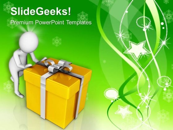 Give And Receive Presents At Christmas PowerPoint Templates Ppt Backgrounds For Slides 0713