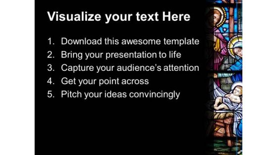 Glass Window Of Nativity Christian PowerPoint Templates And PowerPoint Themes 0812