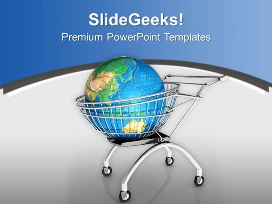 Global Shopping Concept With Shopping Cart PowerPoint Templates Ppt Backgrounds For Slides 0413