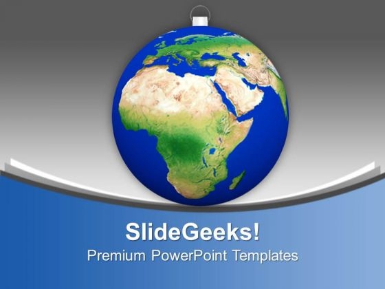 Globe As A Christmas Ball Isolated PowerPoint Templates Ppt Backgrounds For Slides 1212