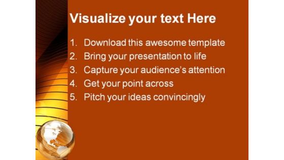 Globe Gold Wave Earth PowerPoint Template 1110
