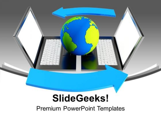 Globe On Laptops Network Internet PowerPoint Templates Ppt Backgrounds For Slides 0213