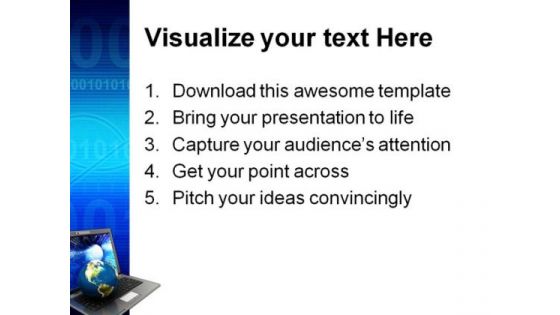 Globe Placing On Laptop Computer PowerPoint Themes And PowerPoint Slides 0511