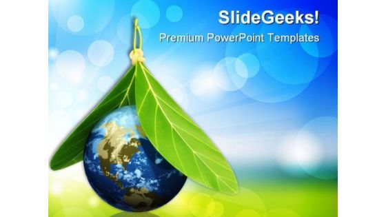 Globe With Leaves Environment PowerPoint Templates And PowerPoint Backgrounds 0311