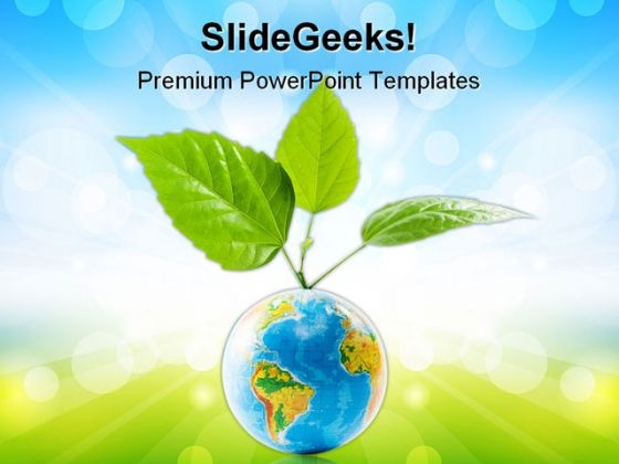 Globe With Leaves Nature PowerPoint Templates And PowerPoint Backgrounds 0511