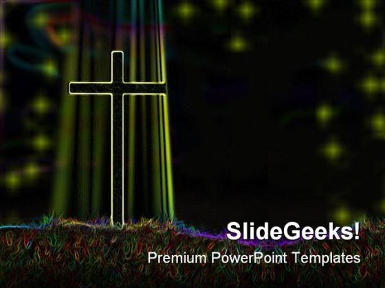 Glowing Cross Religion PowerPoint Themes And PowerPoint Slides 0211