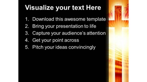 Glowing Cross Sunset PowerPoint Templates And PowerPoint Themes 0712