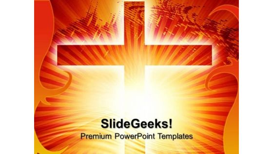Glowing Cross Sunset PowerPoint Templates And PowerPoint Themes 0712