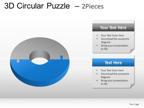 Goal 3d Circular Puzzle 2 Pieces PowerPoint Slides And Ppt Diagram Templates