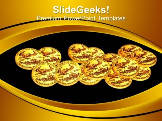 Gold Coins Over Black Background Financial PowerPoint Templates Ppt Backgrounds For Slides 1212
