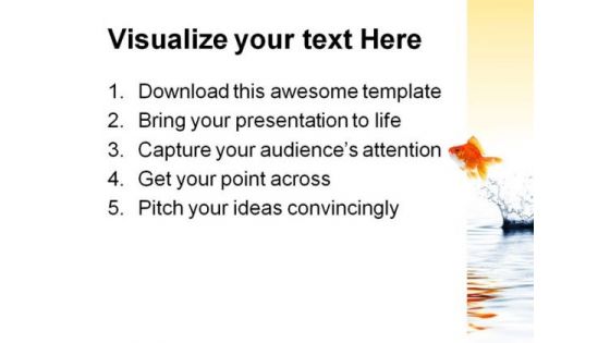 Gold Fish Jumping Business PowerPoint Template 1110