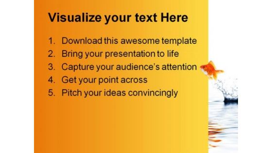 Gold Fish Jumping Business PowerPoint Template 1110