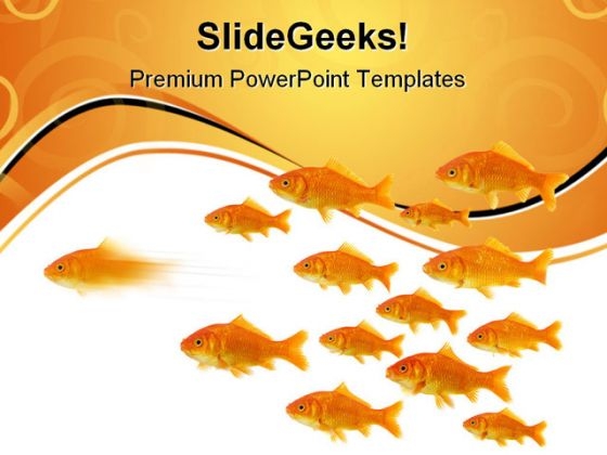 Gold Fish Leadership Animals PowerPoint Themes And PowerPoint Slides 0611