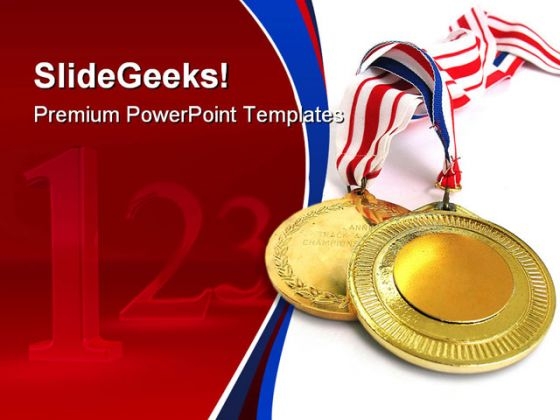 Gold Medals Sports PowerPoint Template 0610