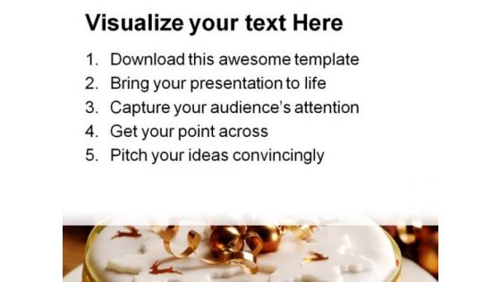 Gold Theme Christmas Cake Festival PowerPoint Themes And PowerPoint Slides 0311