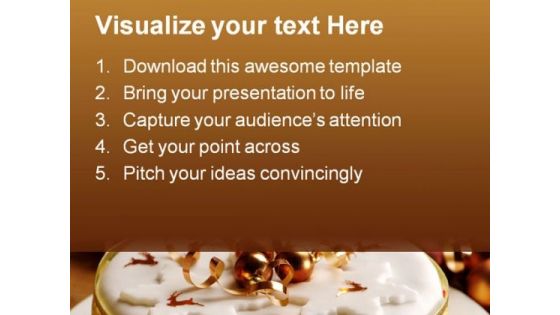 Gold Theme Christmas Cake Festival PowerPoint Themes And PowerPoint Slides 0311