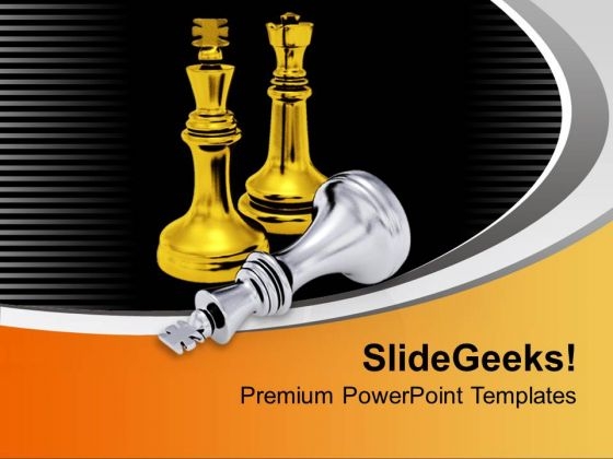 Golden And Silver Chess Pieces Business PowerPoint Templates Ppt Backgrounds For Slides 0113