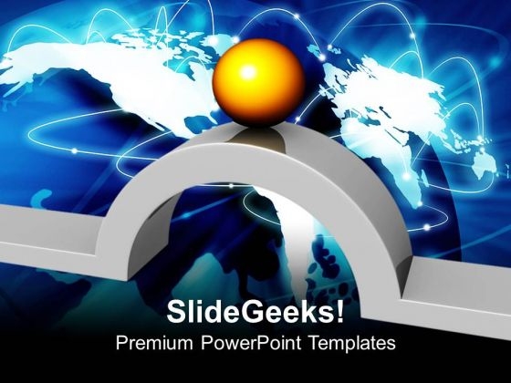 Golden Ball And Bridge Business PowerPoint Templates And PowerPoint Themes 0912