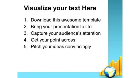 Golden Bar Graph With Globe Business PowerPoint Templates And PowerPoint Themes 0712