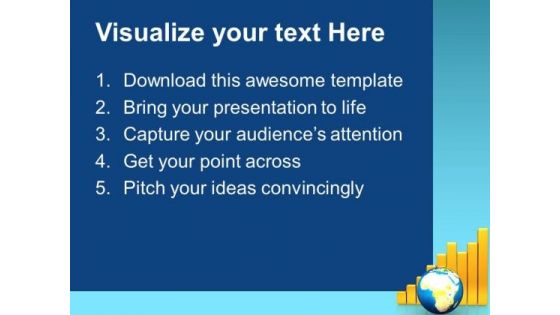 Golden Bar Graph With Globe Business PowerPoint Templates And PowerPoint Themes 0712