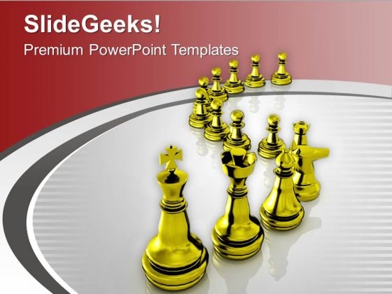 Golden Chess Pieces Isolated Background PowerPoint Templates Ppt Backgrounds For Slides 0213
