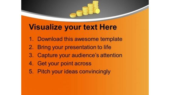 Golden Coins Arranged As Bar Graph PowerPoint Templates Ppt Backgrounds For Slides 0213