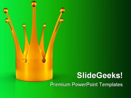 Golden Crown Metaphor PowerPoint Backgrounds And Templates 0111