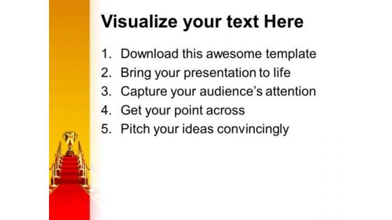 Golden Cup On Red Carpet Winner Success PowerPoint Templates And PowerPoint Themes 0712