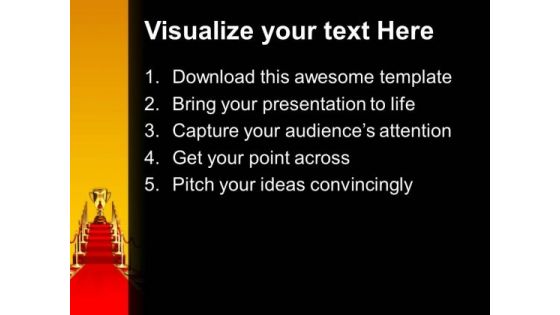 Golden Cup On Red Carpet Winner Success PowerPoint Templates And PowerPoint Themes 0712