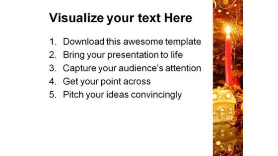 Golden Decorations Christmas Holidays PowerPoint Background And Template 1210